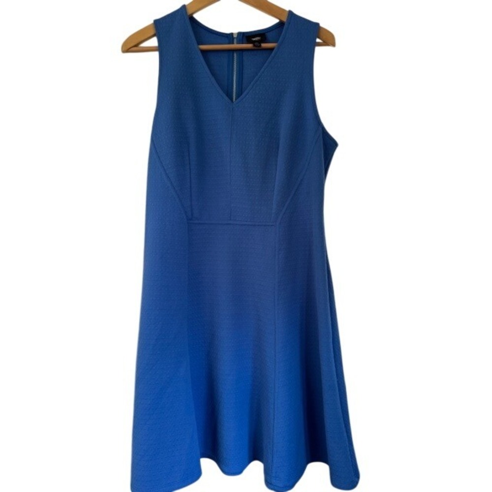 Mossimo Blue Sleeveless‎ V-Neck Fit & Flare Textured Dress - Women's L